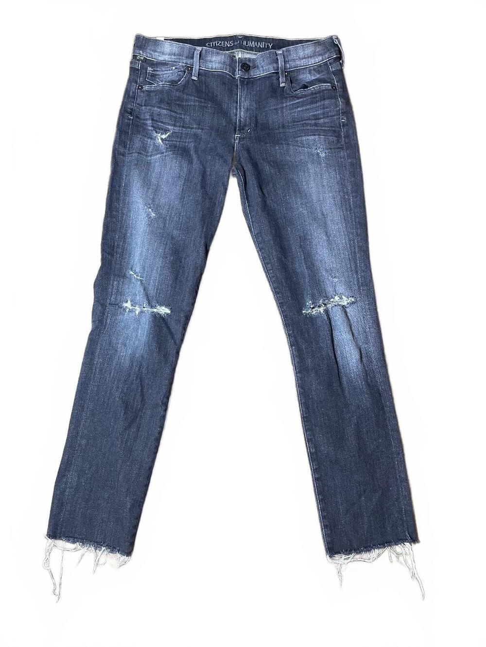 Citizens of Humanity Avendon Dark Wash Distressed Cropped Skinny Jean size 30